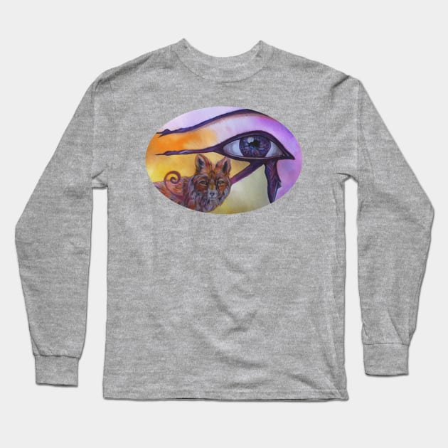 Fox and Eye of Horus Long Sleeve T-Shirt by candimoonart